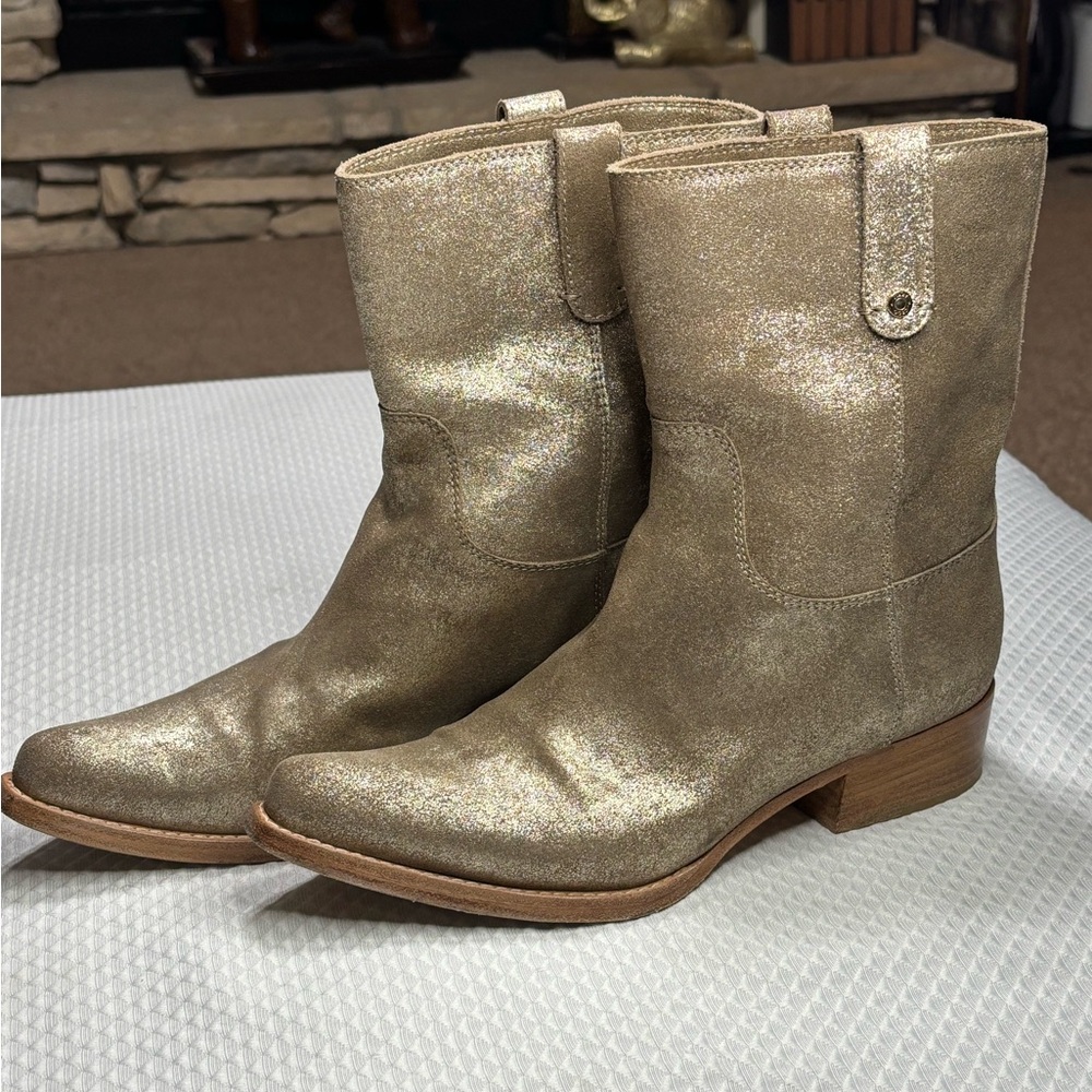 Jimmy Choo Gold Heeled Boots with Metallic Finish